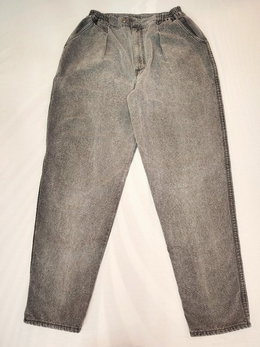 Vintage 90s LL Bean Jeans Gray Women 12 x 30 Flannel Lined High Waist Mom Grunge